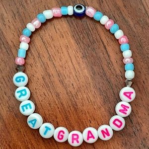 Evil eye🧿 Great Grandma Pink & Blue Stretch Bracelet